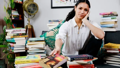 Vick-Hope-poses-for-a-photocall-in-recognition-of-World-Book-Day