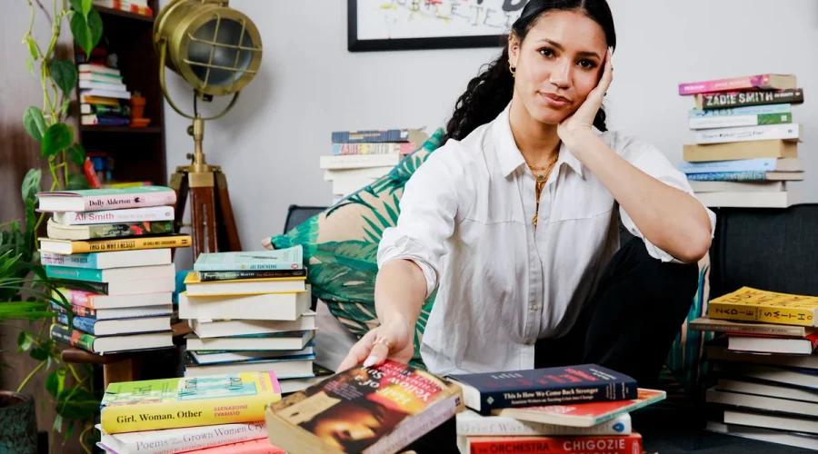 Vick-Hope-poses-for-a-photocall-in-recognition-of-World-Book-Day